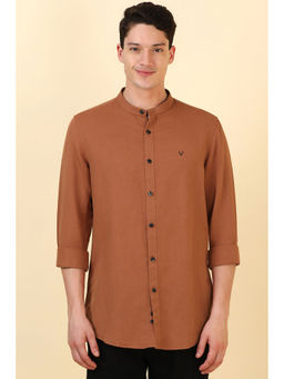 Allen Solly - Men Brown Solid Full Sleeves Casual Shirt