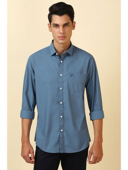 Allen Solly - Men Blue Solid Full Sleeves Casual Shirt