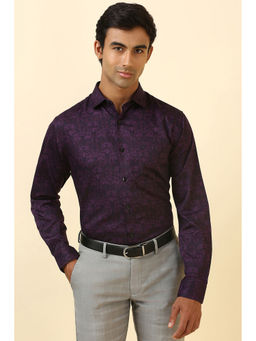 Allen Solly - Men Purple Floral Printed Full Sleeves Formal Shirt