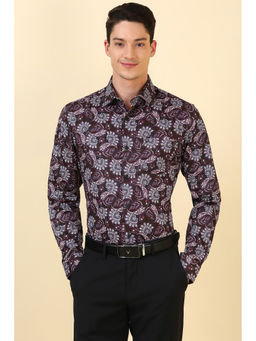Allen Solly - Men Brown Floral Printed Full Sleeves Formal Shirt