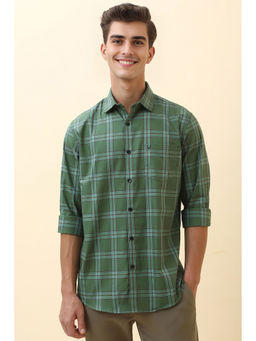 Allen Solly - Men Green Checks Full Sleeves Casual Shirt