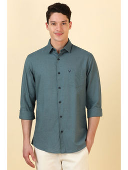 Allen Solly - Men Green Solid Full Sleeves Casual Shirt