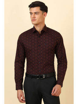Allen Solly - Men Maroon Printed Full Sleeves Formal Shirt