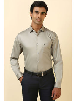 Allen Solly - Men Taupe Solid Full Sleeves Formal Shirt