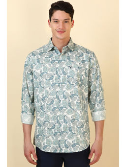 Allen Solly - Men White Floral Printed Full Sleeves Casual Shirt