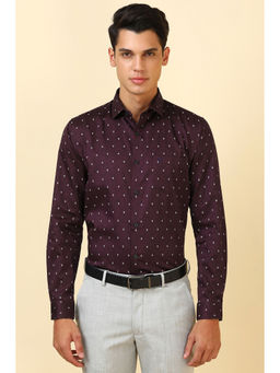 Allen Solly - Men Wine Paisley Printed Full Sleeves Formal Shirt