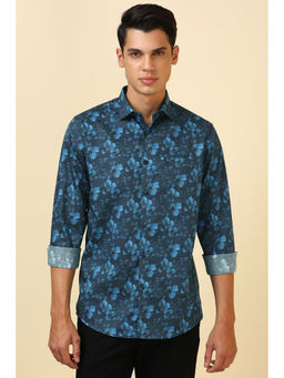 Allen Solly - Men Navy Blue Floral Printed Full Sleeves Casual Shirt