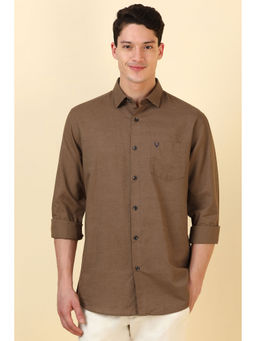 Allen Solly - Men Brown Solid Full Sleeves Casual Shirt