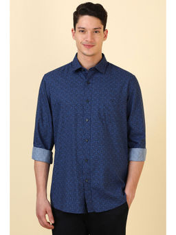 Allen Solly - Men Navy Blue Printed Full Sleeves Casual Shirt
