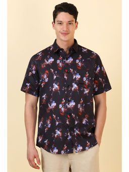 Allen Solly - Men Black Floral Printed Half Sleeves Casual Shirt