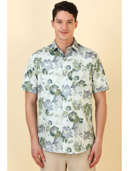 Allen Solly - Men Light Green Floral Printed Half Sleeves Casual Shirt
