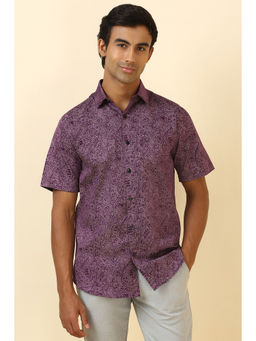 Allen Solly - Men Purple Printed Half Sleeves Casual Shirt