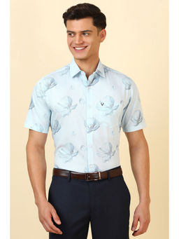 Allen Solly - Men Light Blue Floral Printed Half Sleeves Formal Shirt