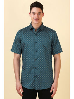 Allen Solly - Men Teal Printed Half Sleeves Casual Shirt