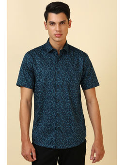 Allen Solly - Men Teal Floral Printed Half Sleeves Casual Shirt