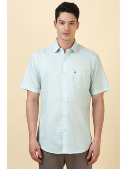 Allen Solly - Men Light Turquoise Printed Half Sleeves Casual Shirt