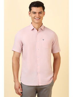 Allen Solly - Men Pink Solid Half Sleeves Casual Shirt