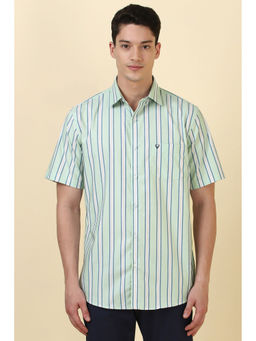 Allen Solly - Men Green Stripes Half Sleeves Casual Shirt