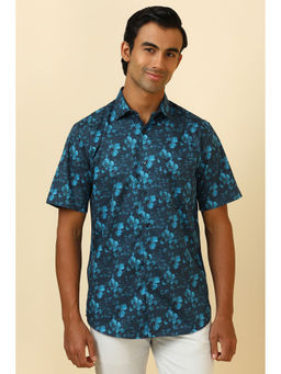 Allen Solly - Men Teal Floral Printed Half Sleeves Casual Shirt