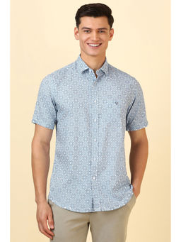 Allen Solly - Men Light Blue Printed Half Sleeves Casual Shirt