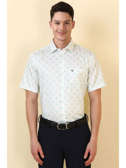 Allen Solly - Men White Printed Half Sleeves Formal Shirt