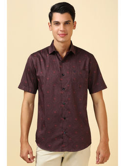 Allen Solly - Men Maroon Printed Half Sleeves Casual Shirt
