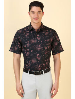 Allen Solly - Men Black Floral Printed Half Sleeves Formal Shirt