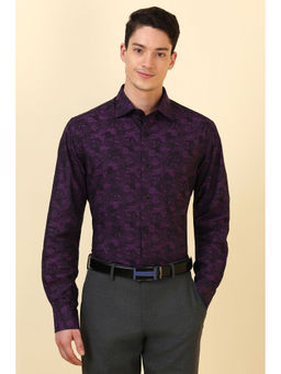 Allen Solly - Men Purple Floral Printed Full Sleeves Formal Shirt