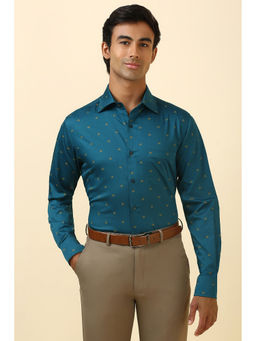 Allen Solly - Men Teal Printed Full Sleeves Formal Shirt
