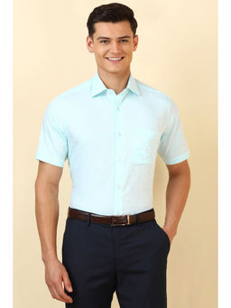 Allen Solly - Men Light Turquoise Textured Half Sleeves Formal Shirt