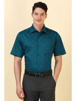 Allen Solly - Men Teal Printed Half Sleeves Formal Shirt