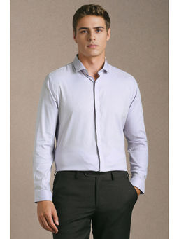 Louis Philippe - Men Light Blue Textured Full Sleeves Casual Shirt