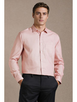 Louis Philippe - Men Pink Textured Full Sleeves Formal Shirt