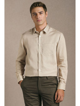 Louis Philippe - Men Beige Printed Full Sleeves Formal Shirt
