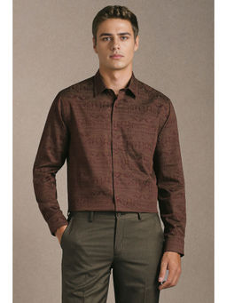 Louis Philippe - Men Brown Printed Full Sleeves Formal Shirt