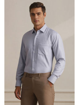 Louis Philippe - Men Light Blue Textured Full Sleeves Formal Shirt