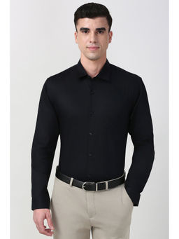 Peter England - Men Black Regular Fit Full Sleeves Solid Formal Shirt