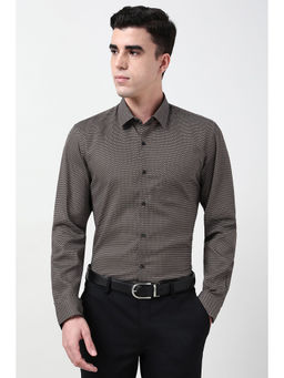 Peter England - Men Brown Slim Fit Full Sleeves Formal Shirt