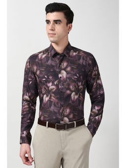 Peter England - Men Purple Slim Fit Full Sleeves Formal Shirt