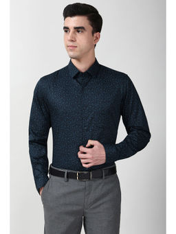 Peter England - Men Teal Slim Fit Full Sleeves Formal Shirt