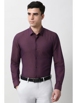 Peter England - Men Purple Slim Fit Full Sleeves Formal Shirt