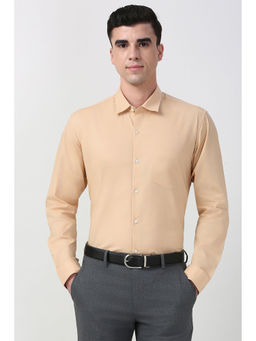 Peter England - Men Beige Regular Fit Full Sleeves Formal Shirt