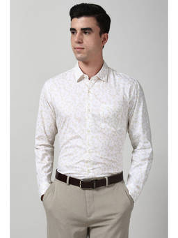 Peter England - Men Beige Regular Fit Full Sleeves Formal Shirt