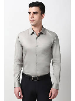Peter England - Men Grey Regular Fit Full Sleeves Formal Shirt