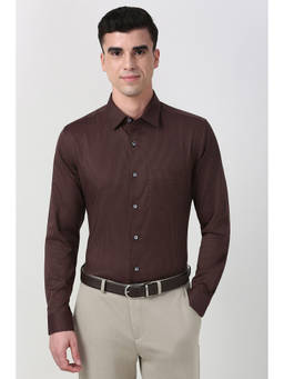 Peter England - Men Brown Slim Fit Full Sleeves Formal Shirt