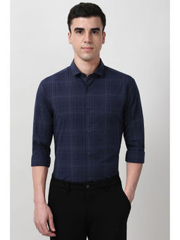 Peter England - Men Navy Blue Slim Fit Full Sleeves Formal Shirt