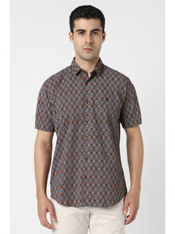 Van Heusen - Men Maroon Printed Half Sleeves Party Shirt