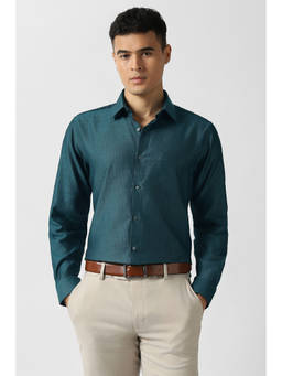 Van Heusen - Men Green Textured Full Sleeves Wedding Shirt