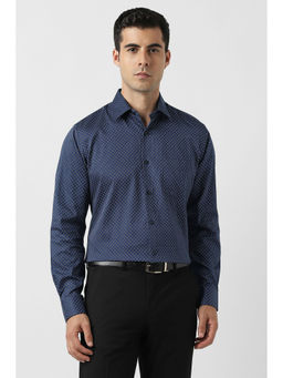 Van Heusen - Men Navy Blue Floral Printed Full Sleeves Regular Wedding Shirt