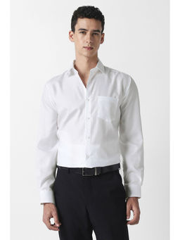 Van Heusen - Textured White Full Sleeve Formal Shirt